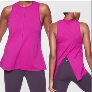 Athleta Nylon Foothill Seamless Magenta Fuchsia Stretchy Athletic Tank Top Sz M